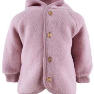 Hooded jacket with wooden buttons - Rosewood melange