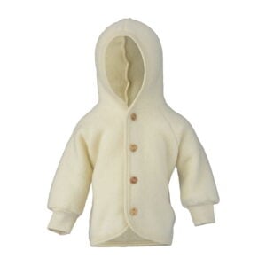 Hooded jacket with wooden buttons - Natural