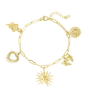 Bedelarmband sunshine fever - Goud kleur