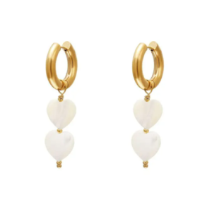 Parelhartjes oorbellen - #summergirls collection Wit goud Schelpjes