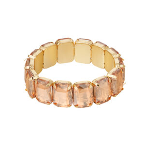 Slavenarmband grote stenen - goud/koraal