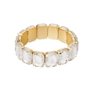 Slavenarmband grote stenen - goud/wit