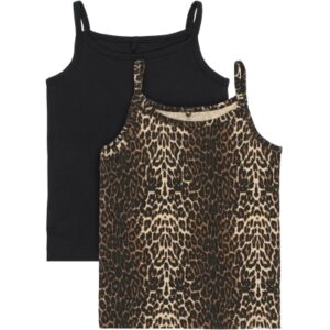 Strap Top 2-pack - Black/Leopard