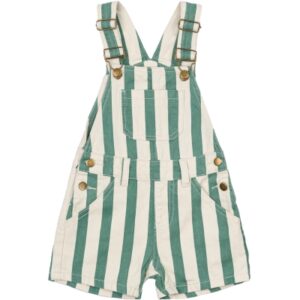 Newman Short Dungarees - Bottle Green Striped