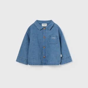 James Twill Denim Baby Shirt - Blue