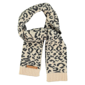 Knitted scarf | Light pink w/ animal print