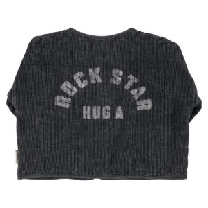 Paded jacket | Washed black w/ "rock star" print