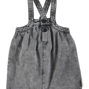 Short dress w/ straps | Faded black denim