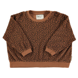 Terry cotton sweatshirt | Brown w/ animal print