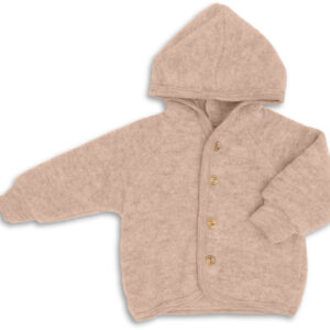 Hooded jacket with wooden buttons - Sand melange