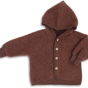 Hooded jacket with wooden buttons - Zimt Melange (Cinnamon)