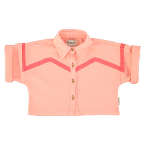 Short sleeves jacket | pink with pink geometric lines
