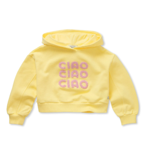 Boxy Hooded Girls Sweatshirt - Pastel Yellow