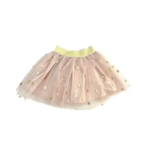 Short Beige Skirt With Golden Hearts