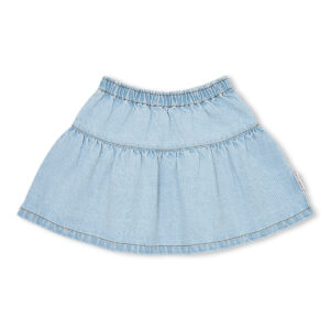 Jeans Ruffle Skirt Washed Light Blue