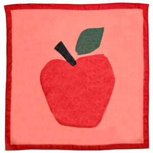 Chiffon bandana (70x70) | pink & red w/ apple print
