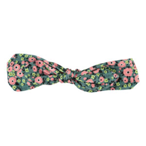 Headband w/ bow | green w/ multicolor flowers