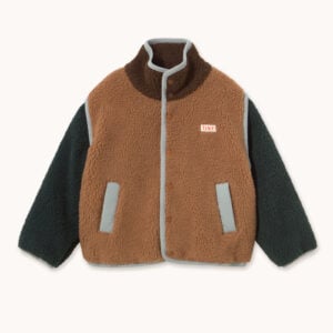 COLOR BLOCK SHERPA JACKET - Light Brown